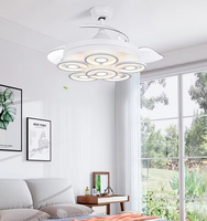 Ventilateur de plafond KBS de 42 pouces en forme de fleur avec lumière, ventilateur de plafond rétractable invisible avec lumière et télécommande