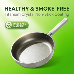 Sartén de titanio cristalino sin humo, apta para bebés, <span class=keywords><strong>antiadherente</strong></span>, compatible con todo tipo de cocinas, con mango resistente al calor. - Product Image 1