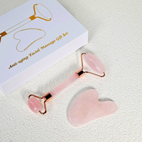 Rouleau de massage facial personnalisé en jade, Gua Sha rose, outil de massage facial pour les soins de la peau et la beauté