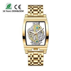 Đồng hồ đeo tay nam mạ vàng sang trọng, mặt vuông, máy lộ cơ, thép không gỉ, chống nước, kiểu dáng thể thao thời trang, máy quartz tourbillon. - Product Image 5