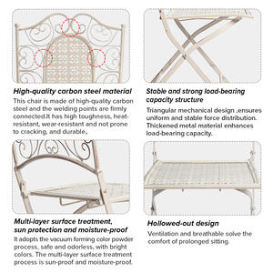 Chaise pliante de bistrot de <span class=keywords><strong>Barcelone</strong></span> blanche antique pour mariage en plein air dans le jardin - Product Image 4