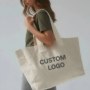 Công Suất Lớn Tùy Chỉnh In <span class=keywords><strong>Canvas</strong></span> <span class=keywords><strong>Tote</strong></span> Túi Thân Thiện Với Môi Tái Sử Dụng Dây Kéo Của Phụ Nữ Túi Số Lượng Lớn Bán Buôn Cá Nhân Túi Mua Sắm - Product Image 1