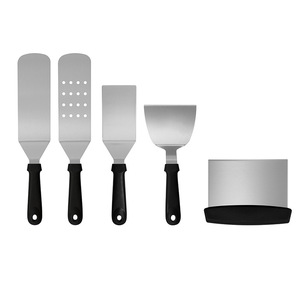 Ensemble d'outils de barbecue en acier inoxydable, 7 pièces, spatule, grattoir, outils de cuisson multifonctionnels pour la cuisine en plein air, outils de grillade Teppanyaki - Product Image 5