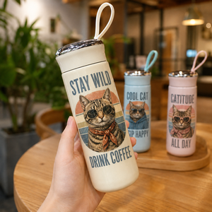 Botella de Vidrio Personalizable OEM con Función de Bebida Directa, Ecológica, con Patrones de Animales y Logotipos Personalizados para Regalos Empresariales - Product Image 6
