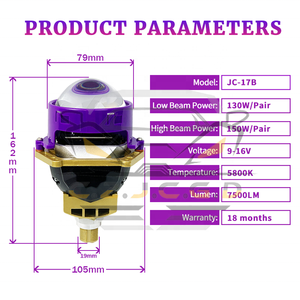 JC-17B 신제품 3인치 고광량 LED 헤드라이트 150W 더블 램프 컵 이중 초점 렌즈 뛰어난 방열 바이 LED 프로젝터 렌즈 - Product Image 4