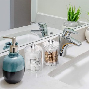 Lot de pots de rangement modernes en plastique transparent Triko pour accessoires de salle de bain (bâtonnets de coton, <span class=keywords><strong>fil</strong></span> <span class=keywords><strong>dentaire</strong></span>, élastiques pour <span class=keywords><strong>cheveux</strong></span>) - Product Image 3