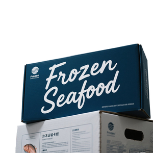 Caja de Cartón Corrugado Personalizada para Mariscos con Asa, Impresión Digital Flexográfica, Empaque para Carne Congelada, OEM, Venta al Por Mayor, Exportación Global - Product Image 1