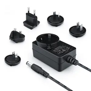 wall mount 19v 1a 2a 3a 3.42a dc power adaptor with interchangeable plugs EU US UK AU KR JP