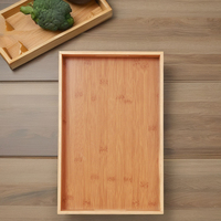 Plateau de service en bambou laqué écologique multifonction à un niveau, plateaux de rangement pour une utilisation moderne à la maison
