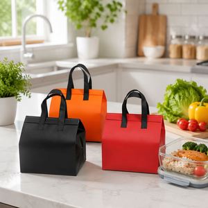 Insulated Lunch <b>Cooler</b> Bag Aluminum Foil Lining Reusable Thermal Food Storage Tote With Handle Waterproof Oil Proof Multi Color - Product Image 5