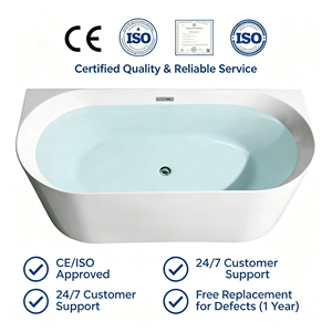Freestanding Deep Soaking Bathtub <b>Acrylic</b> <b>White</b> Rectangular Custom Wholesale Hotel Project Commercial Apartment Bathroom - Product Image 5