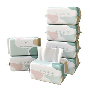 Lingettes en coton pour bébé, 15x20cm, 80 feuilles par paquet, épaisses, douces, en coton végétal, pour le démaquillage, pour bébé et usage domestique - Product Image 1