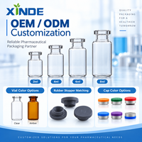 Botol Kaca Obat XINDE 2ml 4ml 6ml 8ml, Botol Vial Kaca Kecil dengan Tutup, Kuas, dan Sablon