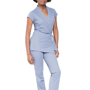 Logo kustom cetak seragam <span class=keywords><strong>Salon</strong></span> kecantikan Spa elegan bernapas Norwegia untuk seragam Spa - Product Image 2