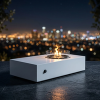 Ensembles de meubles modernes, cheminée au gaz en ciment, brûleur rectangulaire, table de feu au gaz naturel avec verre, foyers d'extérieur pour jardin