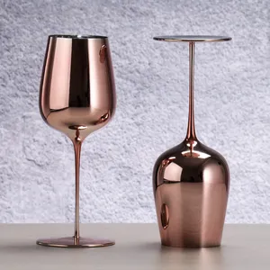 Personalizzato su misura di cristallo fatto a mano colorato rosa placcato calice specchio vino bicchieri per la festa di nozze