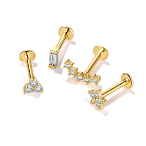 เครื่องประดับเจาะหูแบบเฮลิกซ์ CANNER ขายดี ดีไซน์แบน ประดับเพชร CZ สวมใส่สบาย สีเงิน ทันสมัย - Product Image 4