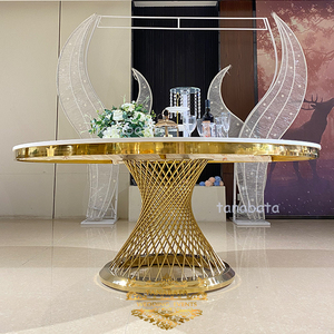 Mesa de comedor de acero inoxidable, mesa para eventos reales, mdf superior, usada - Product Image 4