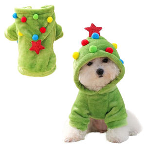 V321 Großhandel Maßgefertigte Warme Fleece-Weihnachtsmann-Haustier-Hoodies Kostüm Welpenkleidung Hunde-Weihnachtsoutfits für Winterferien - Product Image 1
