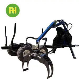 Remolque de madera ATV con cabrestante de grúa hidráulica