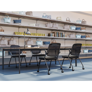 Chaise pivotante empilable en maille moderne en gros pour les salles de conférence, de formation, les hôpitaux et les hôtels, avec tablette d'écriture - Product Image 1