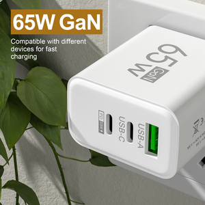 适用于大多数智能手机的三个USB充电器块65w多端口USB电话充电器块1个USB2 PD端口USB块壁式充电器立方体 - Product Image 5