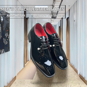 Zapatos de Vestir de Cuero EVA con Cordones para Hombre, Negros, de Alta Calidad, con Punta Cuadrada, que Aumentan la Estatura - Product Image 2