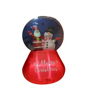Globo inflable de nieve de nuevo diseño, muñeco de nieve de Navidad con Papá Noel, precio al por mayor
