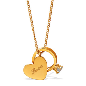 Collar con Colgante de Oro en Forma de Corazón con Diamante, Amuleto de Amor, Joyería de Regalo Unisex - Product Image 5