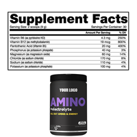 Fabricant OEM/ODM Poudre d'électrolyte aminé étiquette personnalisée pour l'exercice Fitness Supplément énergisant aromatisé aux raisins