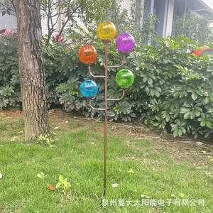 Solar Glass Iron Garden Stake Light <b>Led</b> Outdoor Decorative Colorful <b>Ball</b> Lights Water Resistant Free Standing - Product Image 1