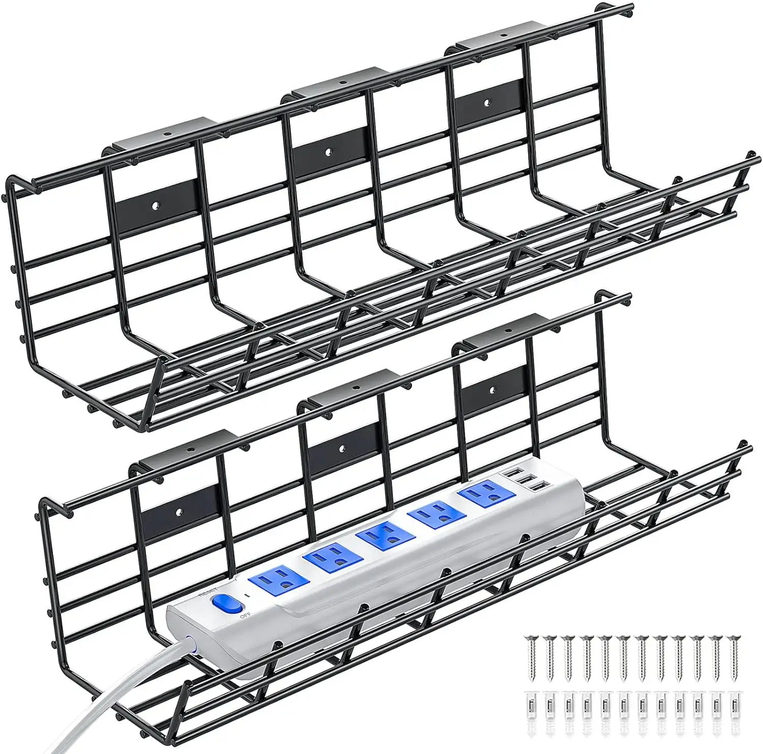 Under Desk Cable Management Tray Metal Cord Organizer for Desk Wire Cable Management