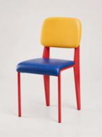 Chaise de salle à manger Memphis rétro de style nordique minimaliste haut de gamme, design color-block, structure en acier sans accoudoirs pour l'ameublement de la maison