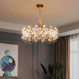 Lustre en cristal de guirlande de papillons moderne nordique de luxe design de maison de chambre romantique - Product Image 1