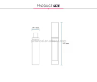 Tube de gloss cosmétique vide transparent carré avec bouchon doré et bordure noire, personnalisable avec logo, avec applicateur à baguette