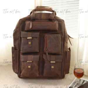 Sac à dos en cuir pleine fleur de grande capacité pour voyages, marque privée, personnalisé, 100% cuir véritable, sac à dos pour ordinateur portable - Product Image 1