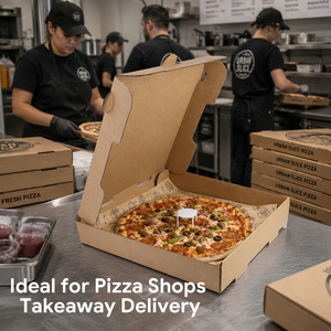 Wholesale Custom Printed Kraft Paper Pizza <b>Box</b> Corrugated Cardboard with Logo for Restaurant Takeaway Food Packaging - Product Image 4