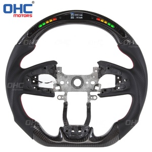 Volante Deportivo OHC MOTORS con LED para <span class=keywords><strong>Honda</strong></span> <span class=keywords><strong>Civic</strong></span> City, Fibra de Carbono Real, RPM, Pantalla LED Digital Inteligente - Product Image 3