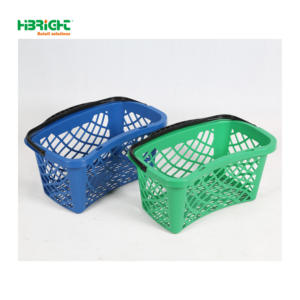 High Capacity Comfortable Handle Customized Logo <b>Stackable</b> Design Plastic Metal Shopping <b>Basket</b> - Product Image 5