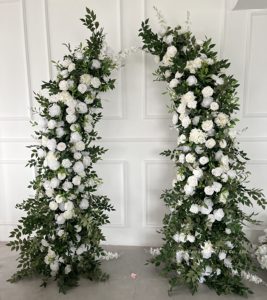 Arco Floral de Rosas Blancas de Seda Artificial, Arreglos de Flores en Forma de Luna, Arco de Flores para Bodas, Decoración de Pascua, Soporte para Flores - Product Image 5