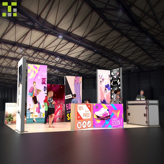 TIANYU Versatile 10x10ft Aluminum Extrusion System Seamless SEG Wall Tech Supporting Premium Brand Visual Identity