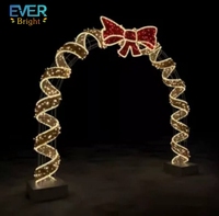 Grandes arches lumineuses LED 3D de Noël en PVC, étanches IP65, avec nœuds rouges, pour aménagement paysager commercial, Nouvel An et hiver