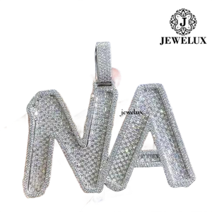 JEWELUX Lettre N Luxe Plaqué Or Argent 925 Perle d'Eau Douce Certifiée IGI Breloques Hip Hop Pièce Tendance Unisexe - Product Image 1