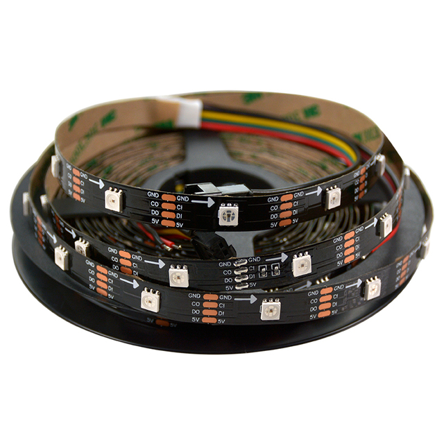 Addressable RGB LED Flexible Strip HD107S 30LED/m 5V Smart Pixel Light Tape Black PCB Programmable Color for Decoration