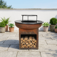 Barbecue d'extérieur en acier rouillé avec brasero et plancha, structure KD, pour jardin, vente en gros usine