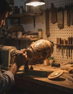 Buy <b>Keepsake</b> Cremation Urn with Round Shaped Polished Surface Antique Style Wooden Crafted Human <b>Ash</b> Cremation Urn - Product Image 5