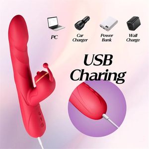 Vibratore Coniglio 3-in-1 per Donne, Dildo Telescopico Riscaldato, Stimolatore Clitorideo e del Punto G, Masturbatore Femminile, Giocattoli per Adulti per Coppie - Product Image 5
