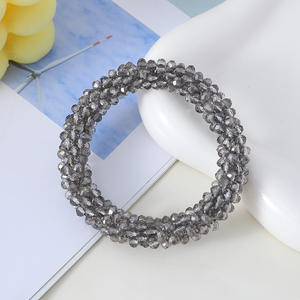 Mode verre cristal perles de rocaille rouleau <span class=keywords><strong>Bracelet</strong></span> à la main élastique corde népal <span class=keywords><strong>Crochet</strong></span> Splashy cheveux Headrope bande pour les femmes - Product Image 2