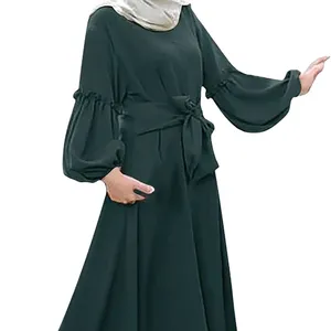 Muslimische Kleider für Frauen Robe Kleid Islamische Damen Konservative Abaya Maxi Kaftan Kleid Langarm Gebets kleidung