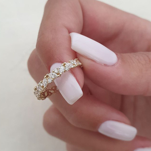 Custom Trendy Jewelry <b>Gold</b> Plated <b>Cubic</b> <b>Zirconia</b> Eternity Promise Dia Sterling Sier Engagement Wedding <b>Ring</b> - Product Image 4